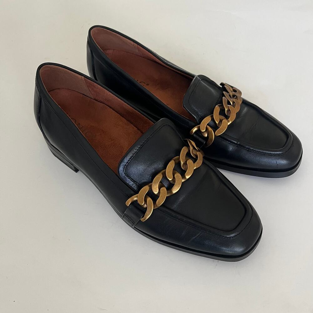 Vionic 'Mizelle' Chain Loafer Women's 7.5 Black Leather Comfort Shoe Slip On - Picture 2 of 8
